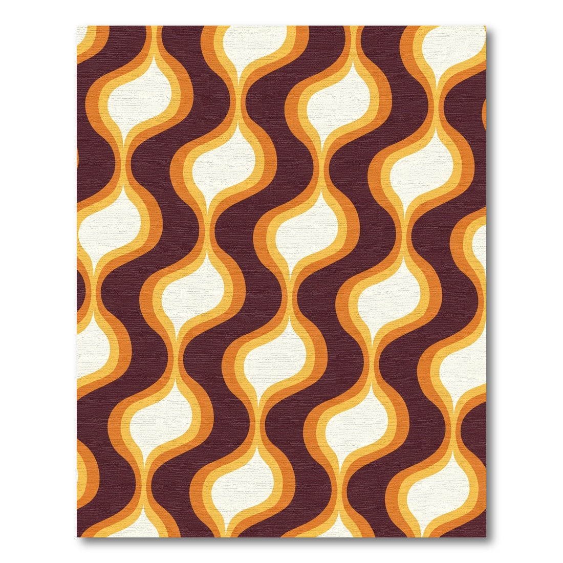 Retro Orange Cream Wavy Ogee Rug