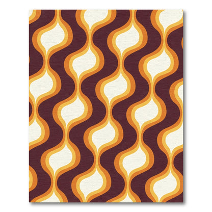 Retro Orange Cream Wavy Ogee Rug