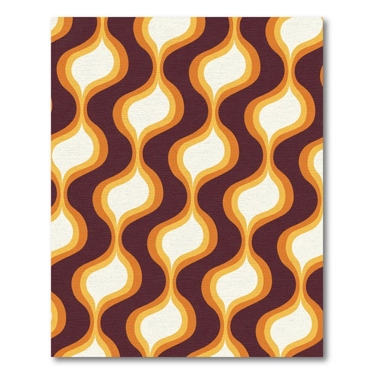 Retro Orange Cream Wavy Ogee Rug
