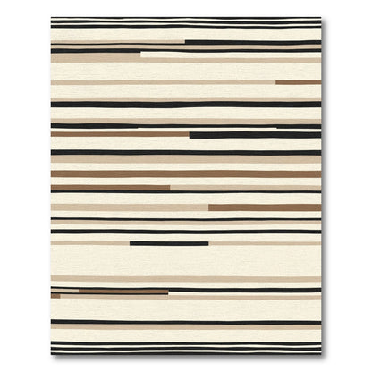 Neutral Contemporary Horizontal Stripe Rug
