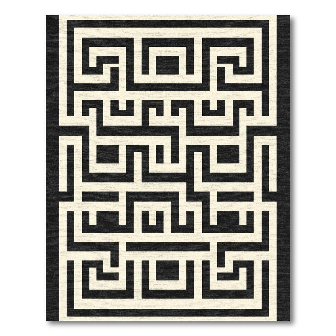 Geometric Black Beige Maze Rug