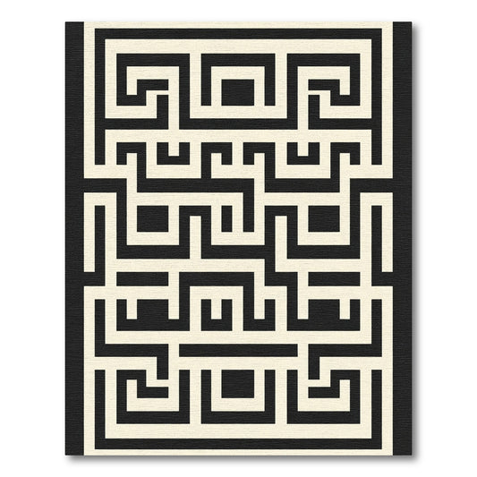 Geometric Black Beige Maze Rug