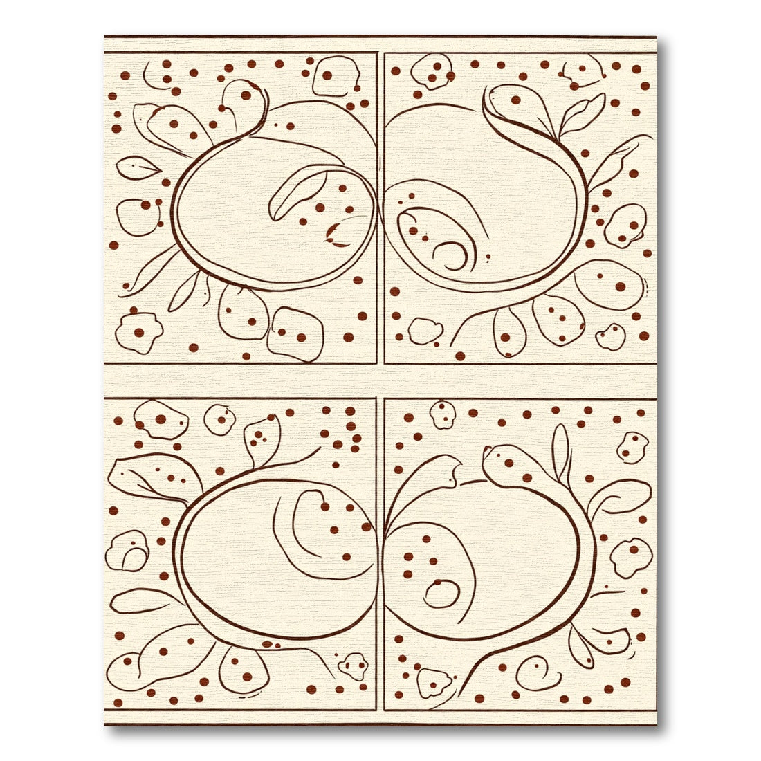 Cream Brown Organic Abstract Sprout Rug