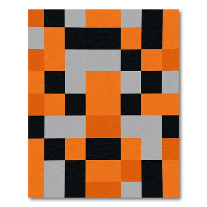 Bold Orange Black Geometric Blocks Rug