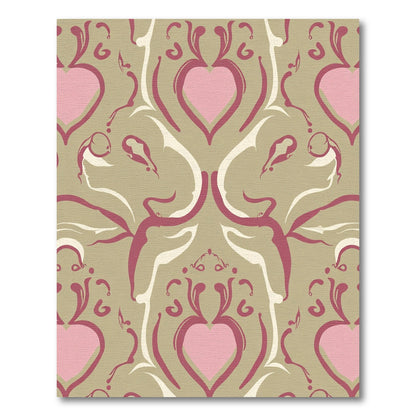Pink Heart Damask Blush Scroll Rug