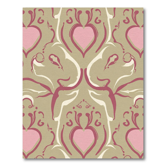 Pink Heart Damask Blush Scroll Rug