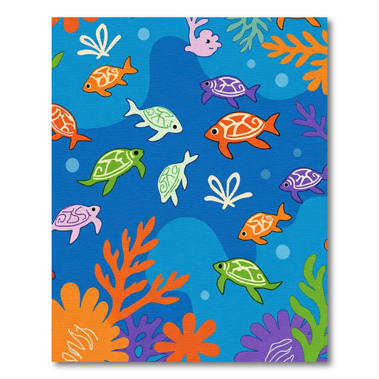 Oceanic Fish Coral Turtle Whimsy Rug
