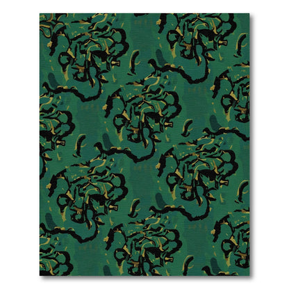 Rich Teal Organic Abstract Bloom Rug