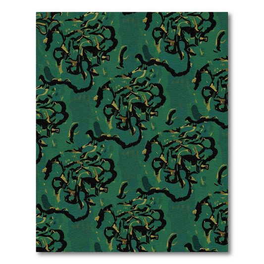 Rich Teal Organic Abstract Bloom Rug