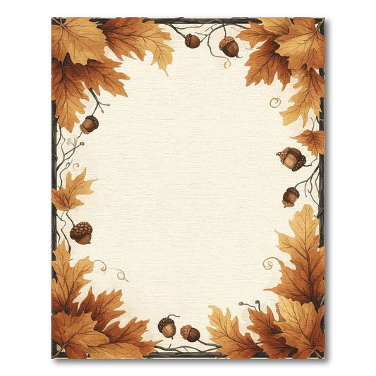 Autumn Oak Leaf and Acorn Border Area Rug