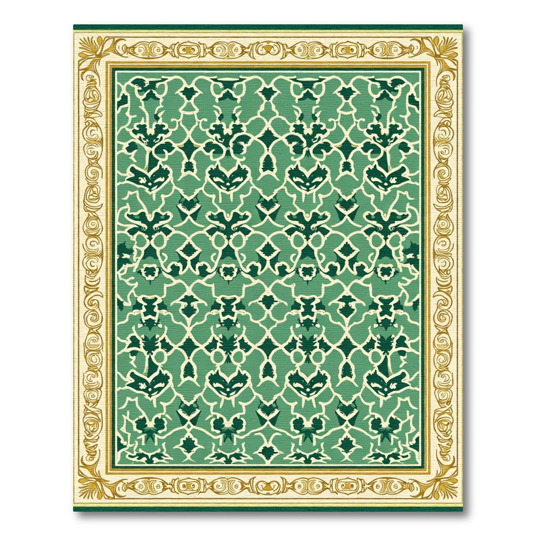 Emerald Emerald Arabesque Scroll Border Rug