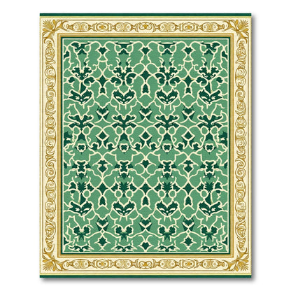 Emerald Emerald Arabesque Scroll Border Rug