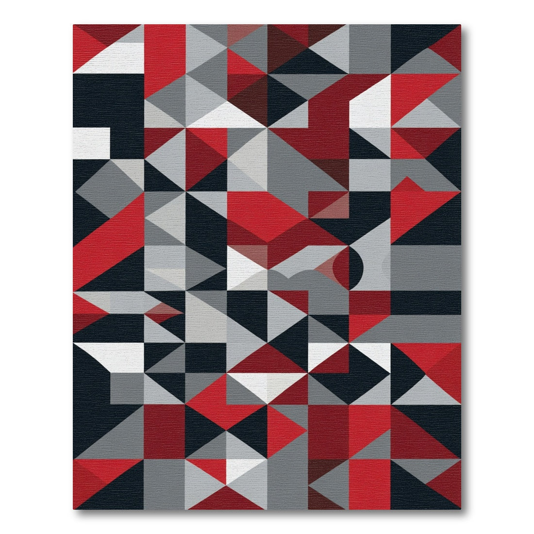 Crimson Gray Black Geometric Tessellations Rug