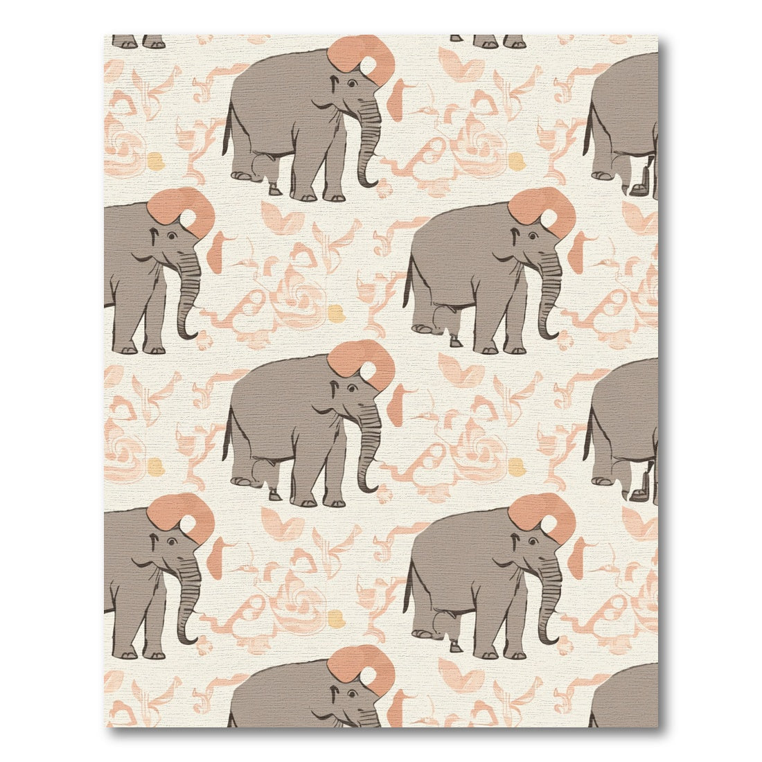 Whimsical Elephant Ivory Tropical Swirls Rug