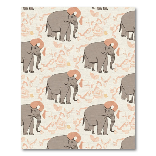 Whimsical Elephant Ivory Tropical Swirls Rug
