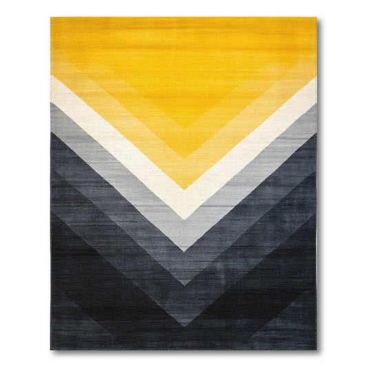 Yellow Chevron Geometric Area Rug
