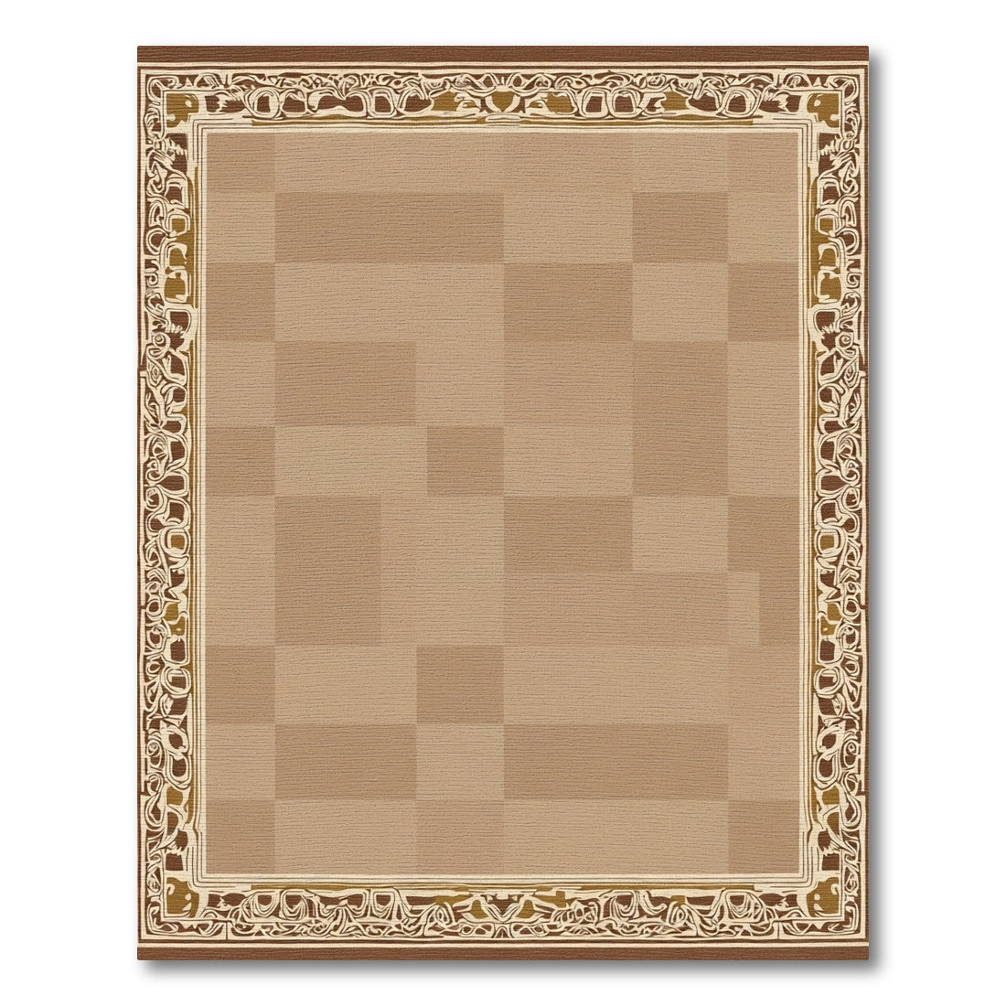 Earthy Tones Woven Scroll Border Rug