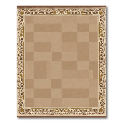 Earthy Tones Woven Scroll Border Rug