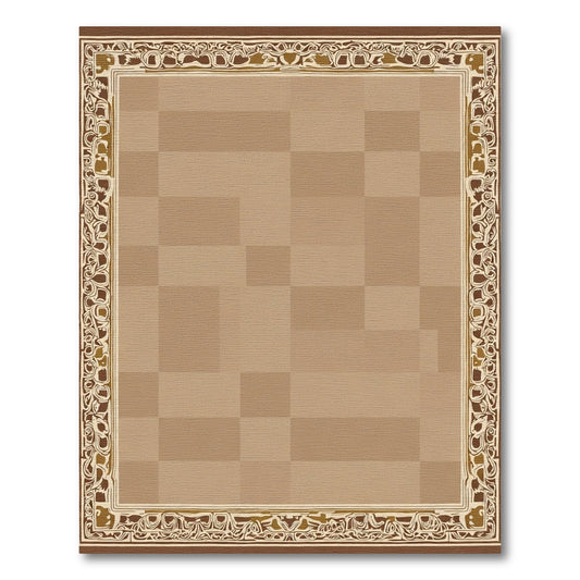 Earthy Tones Woven Scroll Border Rug