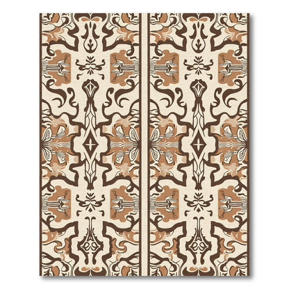 Brown Cream Organic Scrollwork Medallion Rug