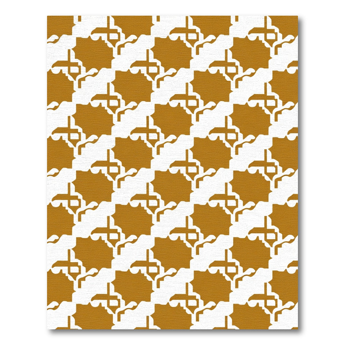 Golden Ochre Repeating Geometric Tile Rug