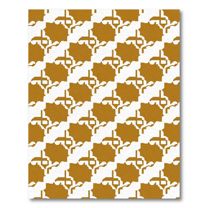 Golden Ochre Repeating Geometric Tile Rug