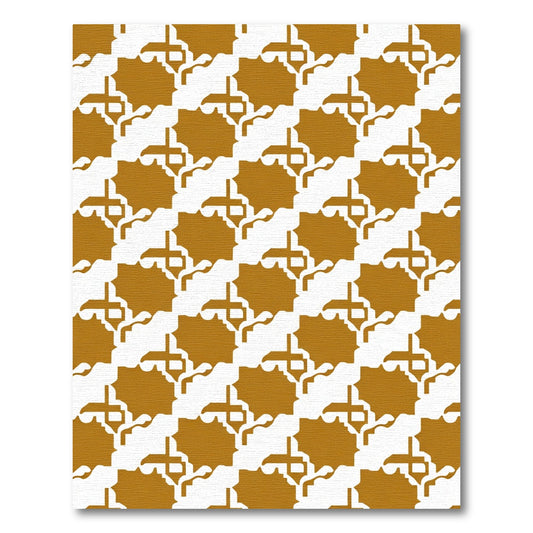 Golden Ochre Repeating Geometric Tile Rug