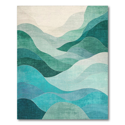 Teal Wave Abstract No. 26 Area Rug