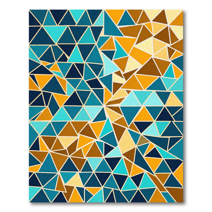 Teal Orange Abstract Geometric Triangle Rug