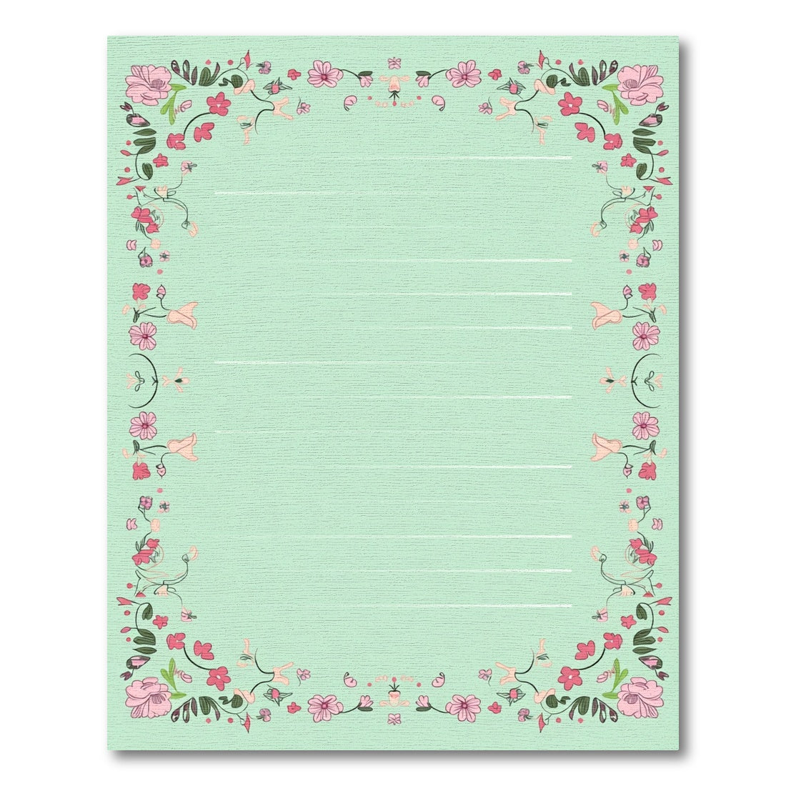 Soft Pink Floral Bordered Mint Rug