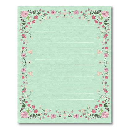 Soft Pink Floral Bordered Mint Rug