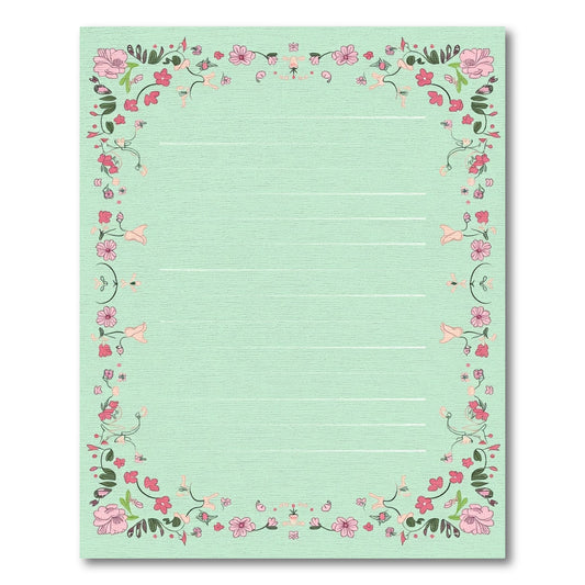 Soft Pink Floral Bordered Mint Rug