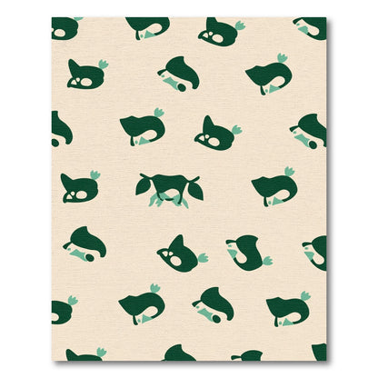 Whimsical Teal and Green Bird Pattern Rug