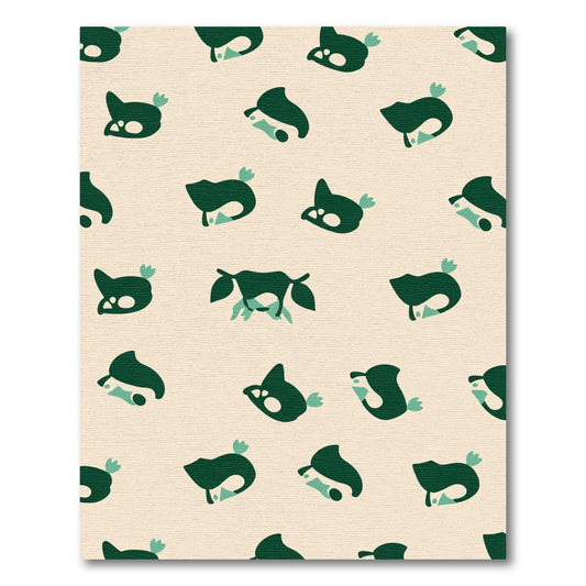 Whimsical Teal and Green Bird Pattern Rug