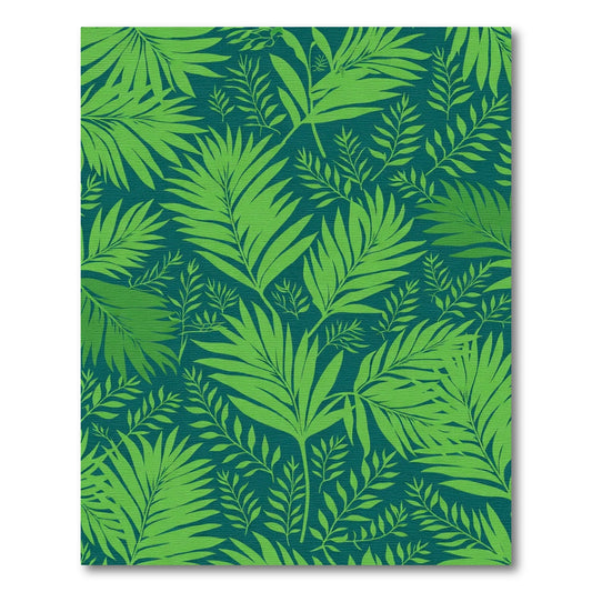 Emerald Green Palm Leaf Pattern Rug