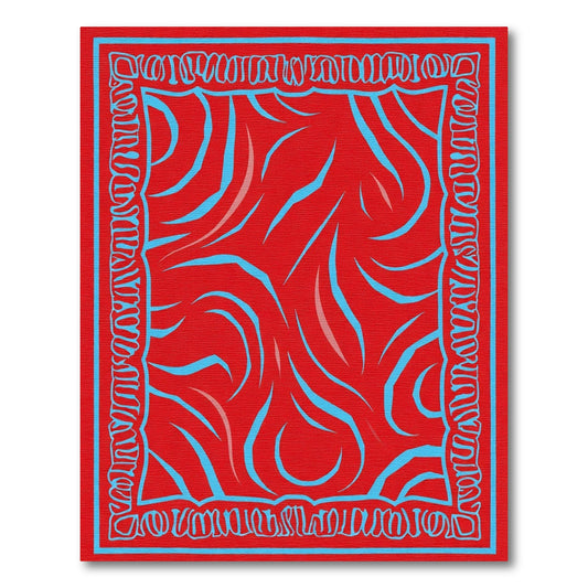 Bold Red Abstract Flowing Swirl Rug