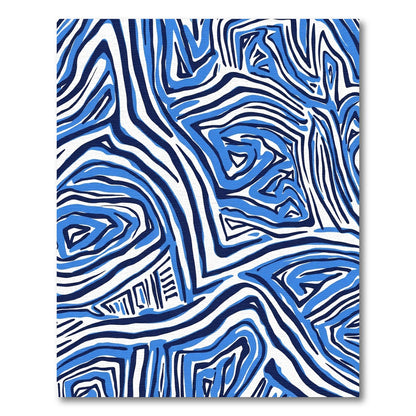 Modern Blue White Abstract Stripe Rug