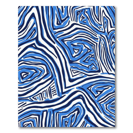Modern Blue White Abstract Stripe Rug