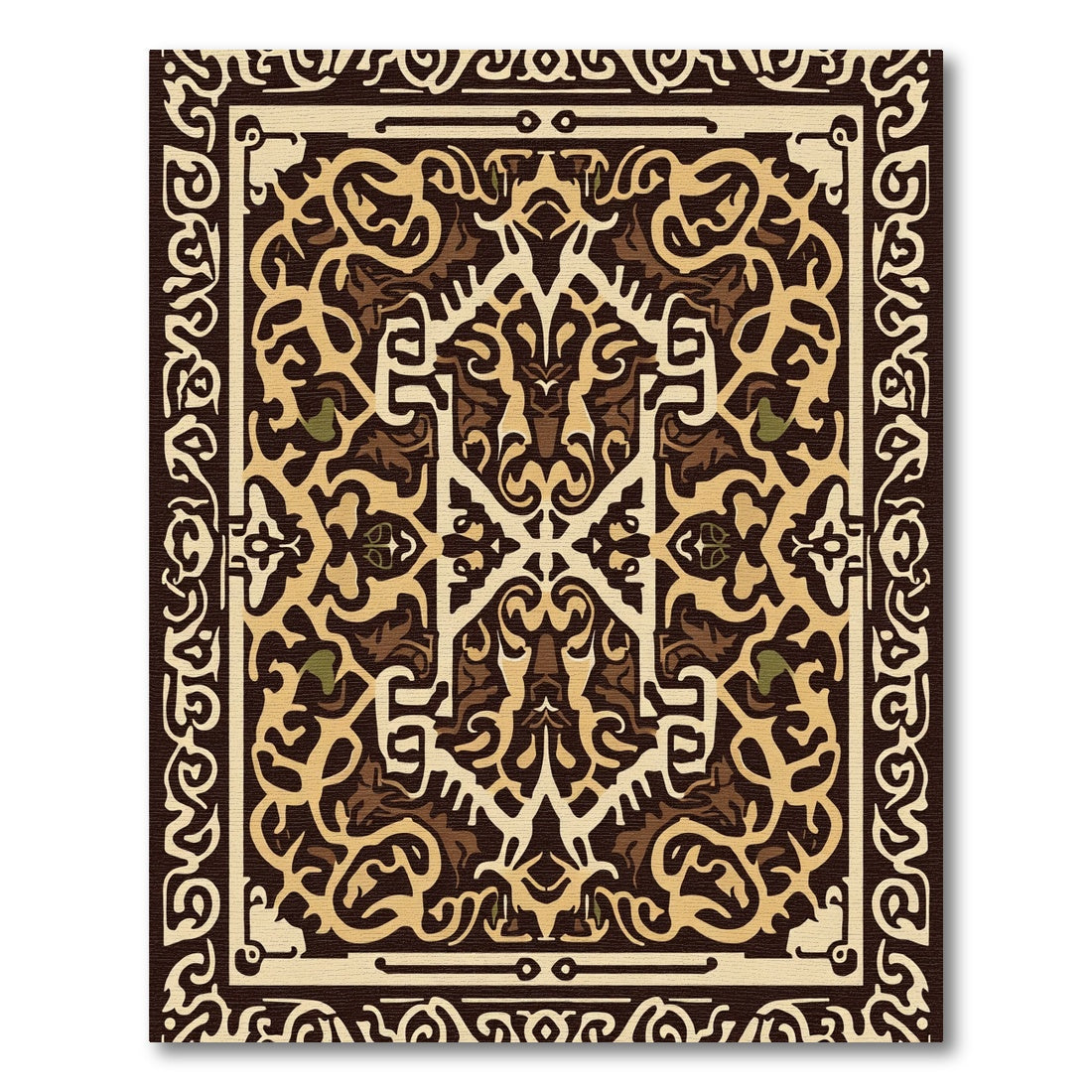 Vintage Sepia Intertwined Scroll Rug