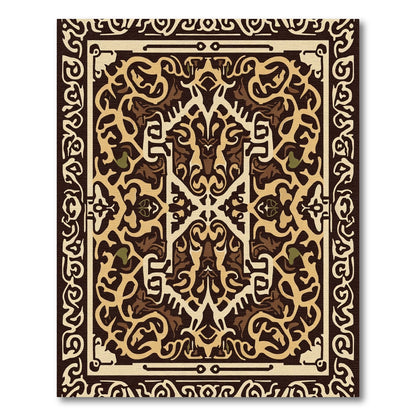 Vintage Sepia Intertwined Scroll Rug