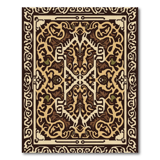 Vintage Sepia Intertwined Scroll Rug