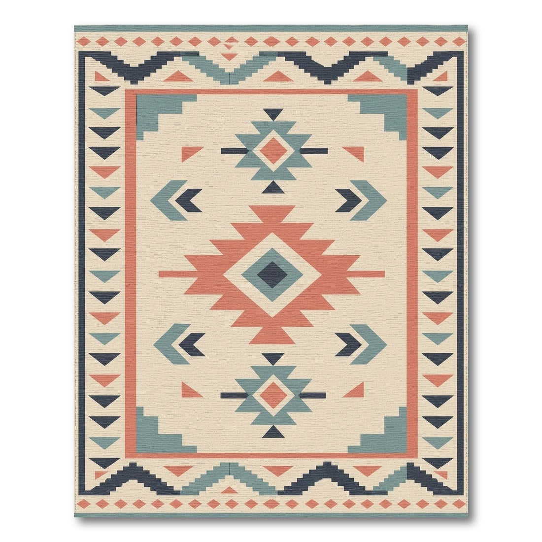 Southwestern Geometric Teal Area Rug