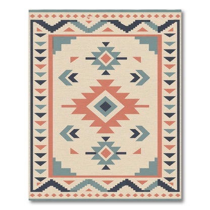 Southwestern Geometric Teal Area Rug