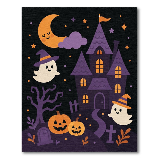 Cute Halloween Ghost Castle Kids Area Rug