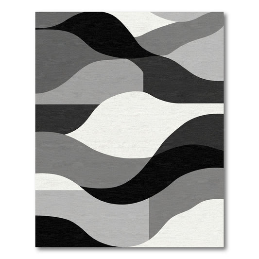 Monochrome Abstract Wavy Layers Rug