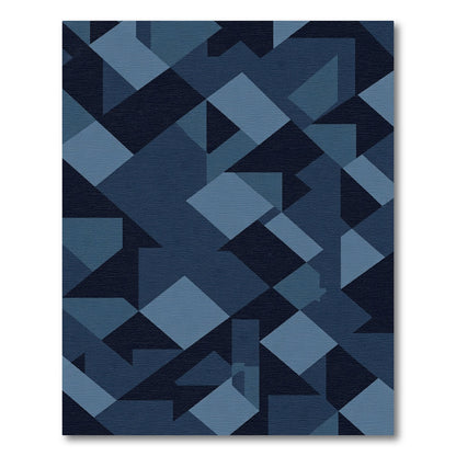 Modern Navy Geometric Interlocking Shapes Rug