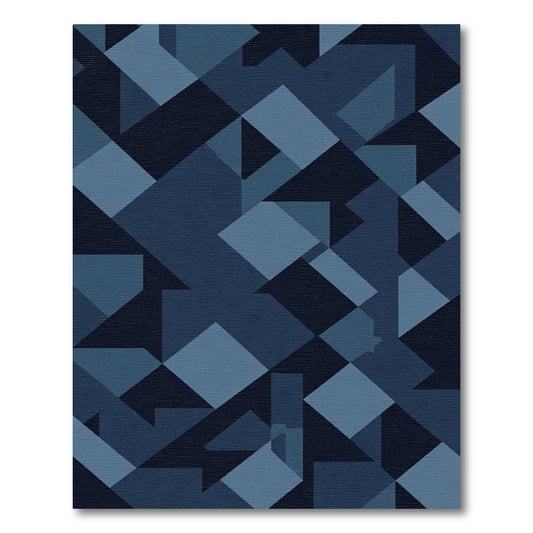 Modern Navy Geometric Interlocking Shapes Rug