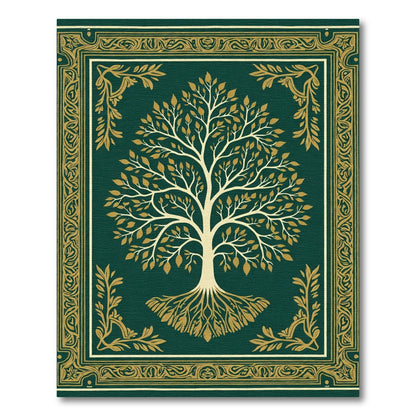Emerald Green Gold Tree of Life Rug