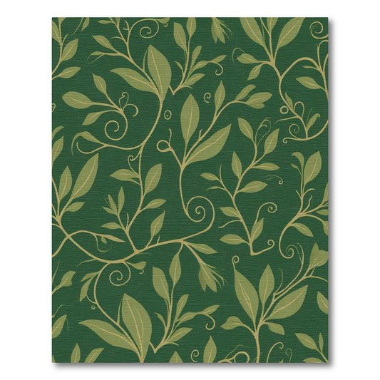 Emerald Green Leafy Vine Swirl Rug
