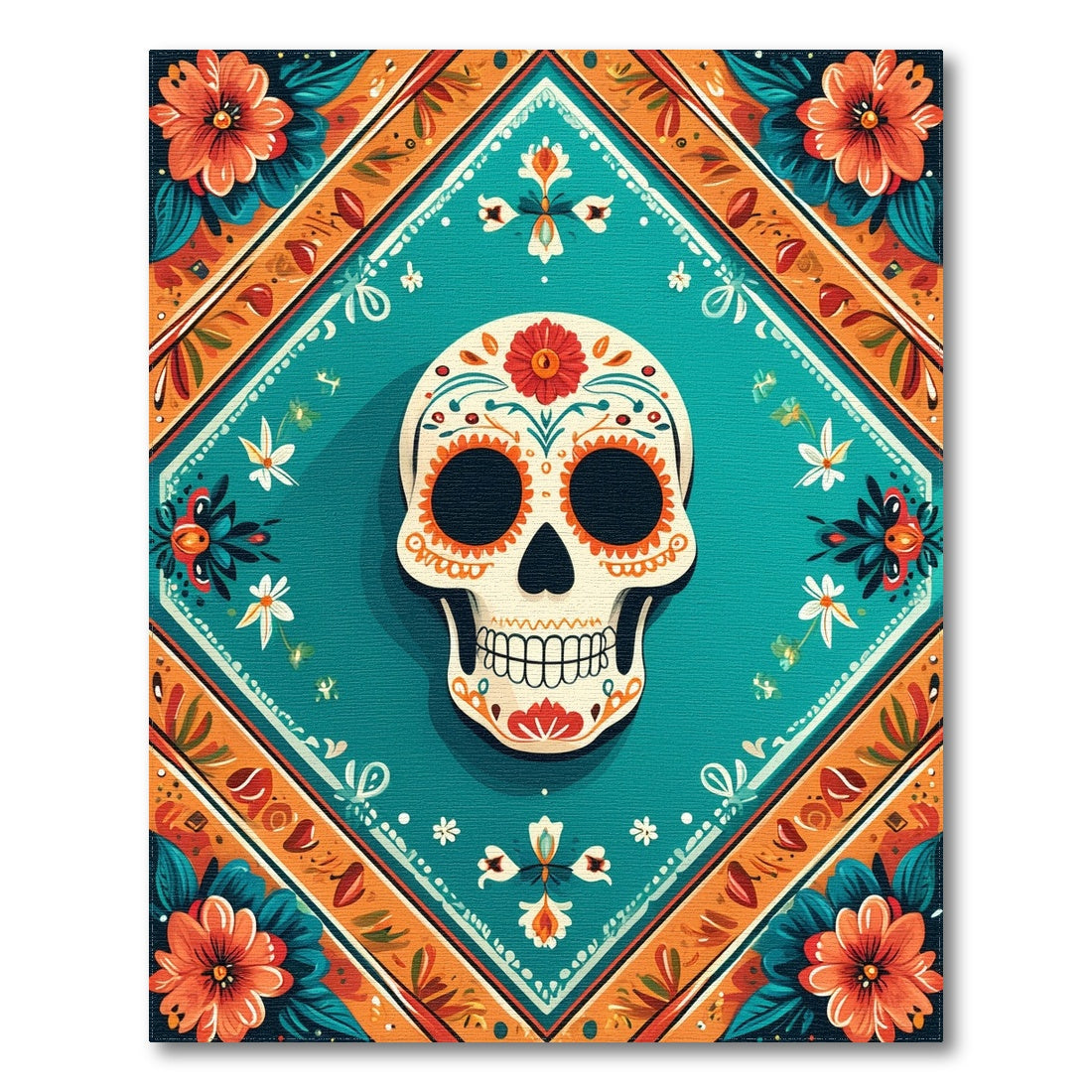 Heritage Tribal Vibrant Sugar Skull Floral Area Rug